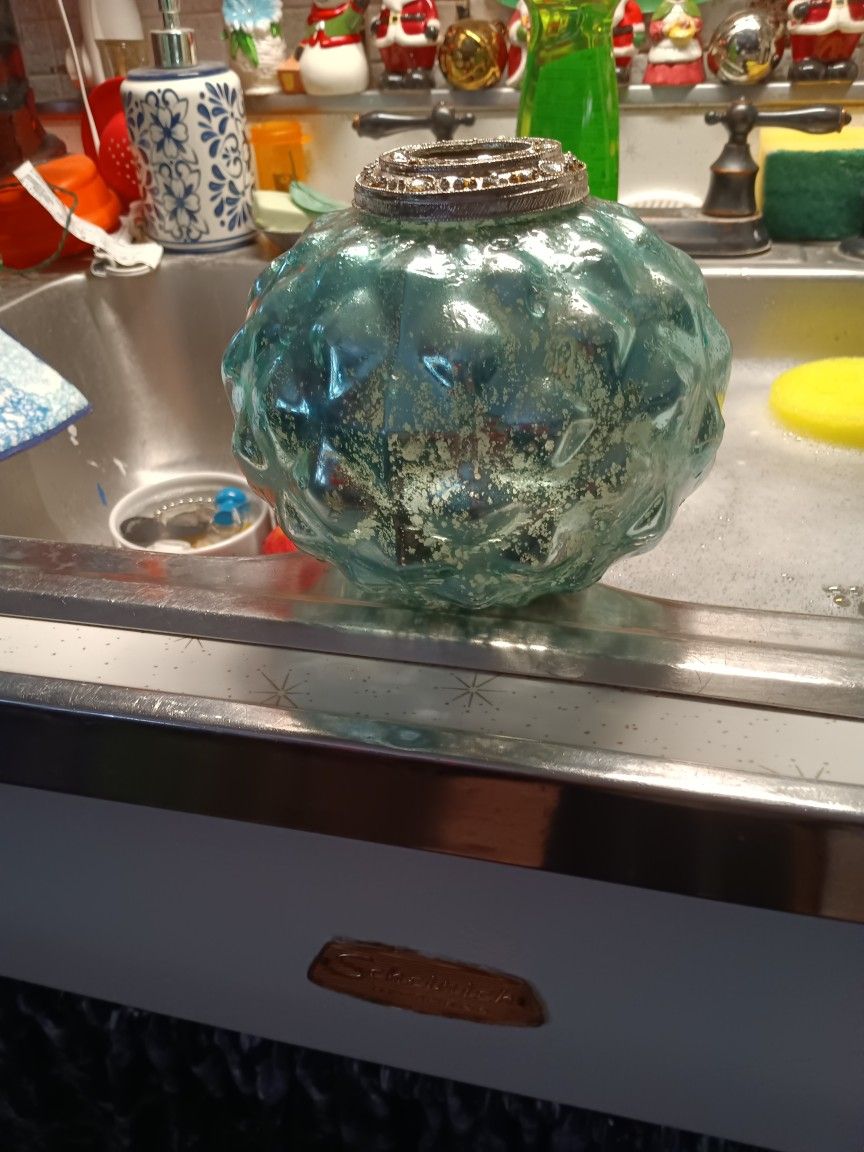 Blue Mercury Glass Votive Holder