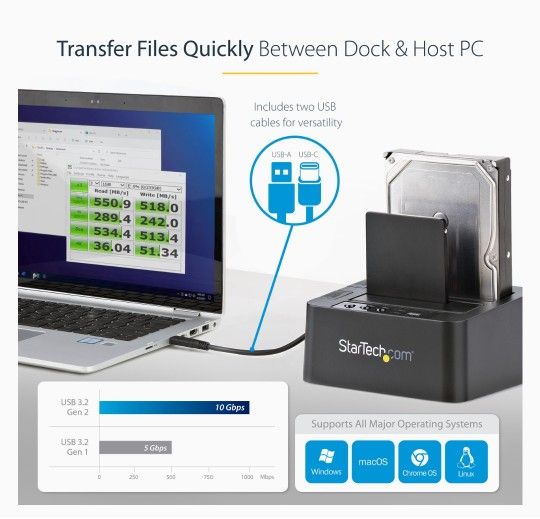 StarTech Standalone Hard Drive Duplicator, External HDD/SSD Cloner, USB ...