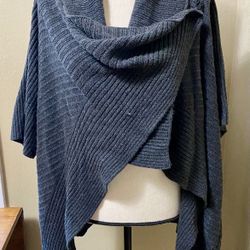 Simply Vera Wang Ribbed Cardigan Sweater Open Draped Charcoal Gray Womens S