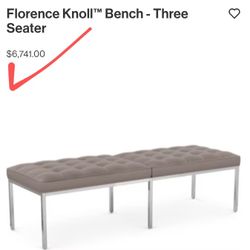 Florence Knoll Leather Bench, Three Seater Original Design - Read Description