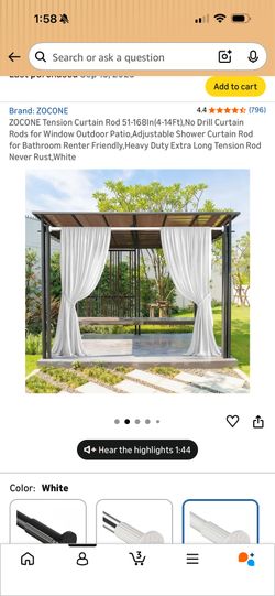 Outdoor patio curtain rod