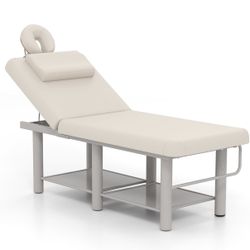 Adjustable Stationary Massage Table Metal Frame PU Leather