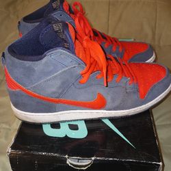 Nike SB Dunk High Sneakers Pro Orange Navy Blue 305050-481 Shoes Sz 13