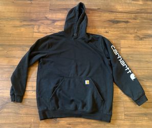 Carhartt Hoodie Mens XL Black Loose Fit Sleeve Logo
