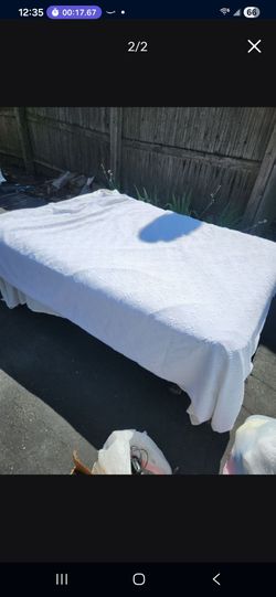 Full bed (mattress/box spring/metal frame). Was previously in a guest room with little usage.