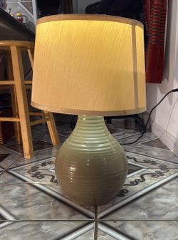 Modern table lamp with ceramic base and fabric shade