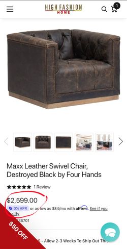 Four hands
Maxx Leather Swivel Chair, Destroyed