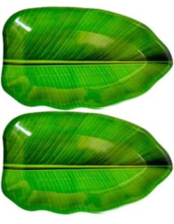 Set of 6 Banana Leaf Shape Large Plates Set | Melamine 100%