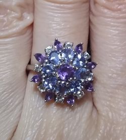 New Genuine Tanzanite Amethyst Diamond 💎💍 Ring