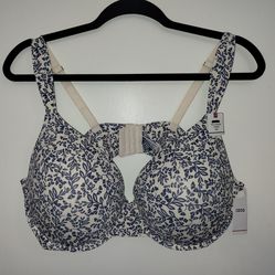 IZOD Women's Blue Floral Full Figure T Shirt Bra  NEW W/Tags Size 42D$68 MSRP