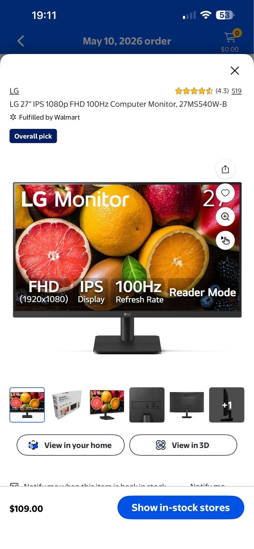 27in LG monitor