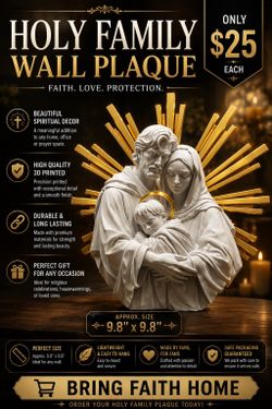 Holy Family wall plaque 3D printed
