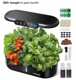 AHOPEGARDEN 12-Site Indoor DWC Hydroponics System w/ Adjustable LED, Black