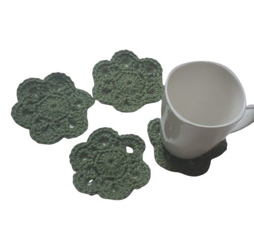 Handmade Flower Drink Hot/Cold Coasters-Set of 4