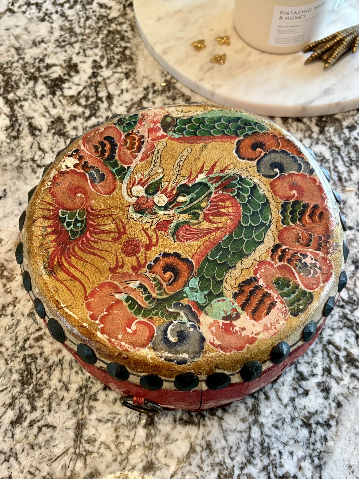 Antique Authentic Chinese Tom-Ton Show Drum