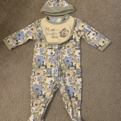 Baby Miniwear 6-9 Months Boys Girls Teddy Bears  3 Piece Set 