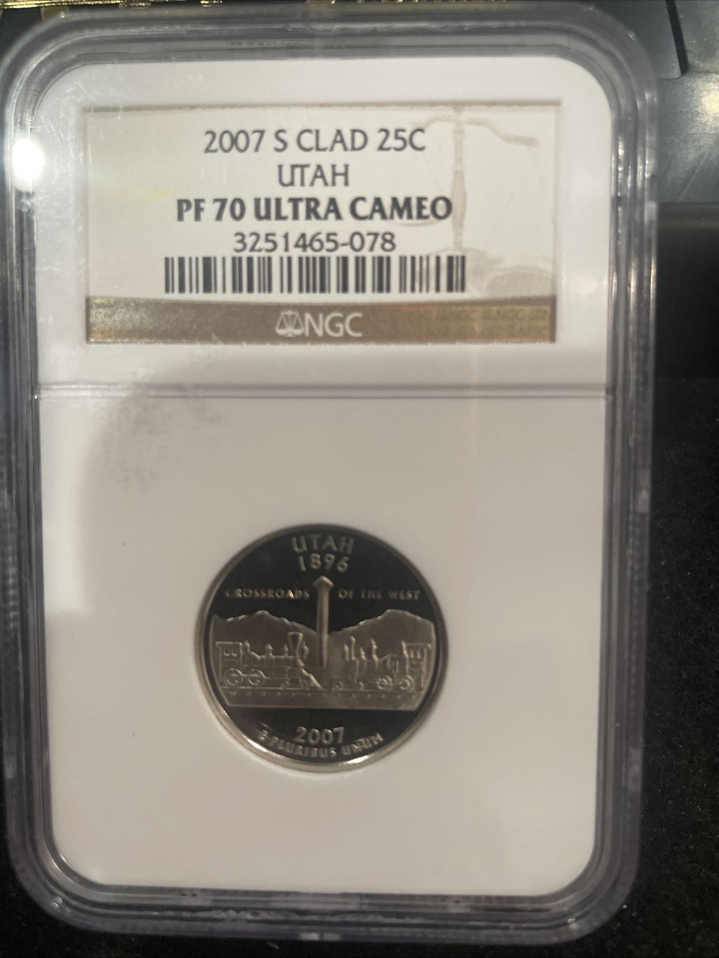 2007 S Gem Proof PERFECT GRADED Utah State Quarter Graded At PR70 U-3