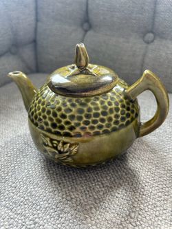 Vtg Rare Nonamax Of California USA Made Pottery Avacado Green Teapot Mint