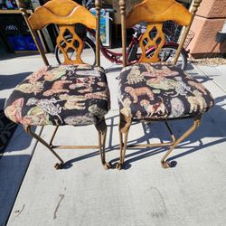 Tall Back Stools Steel Decor Legs N Back, Dog Print Cushions, Strong N Sturdy. $70