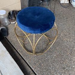 Blue Stool Chair With Gold Legs