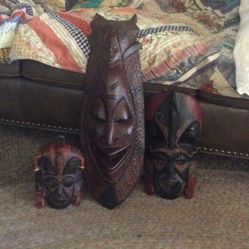 3 Hand Carved Mask / Kenya
