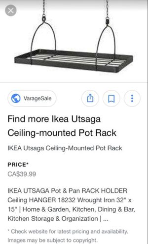 New Ikea Utsaga Ceiling Mounted Pot Rack Holder For Kitchen