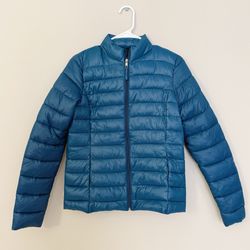 Women’s Lightweight Down Jacket Size S, Marine Blue Puffer Jacket