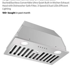 Range Hood Insert 20 Inch 600 CFM Stainless Steel, Ducted/Ductless Convertible Ultra-Quiet Built-in Kitchen Exhaust Hood with Dishwasher-Safe Filter, 