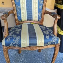 Antique Chair With Arms, Beautiful Fabric
