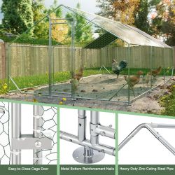 Large Metal Chicken Coop, Walk-in Chicken Run,Galvanized Wire Poultry Chicken Hen Pen Cage, Rabbits Duck Cages with Waterproof and Anti-Ultraviolet Co