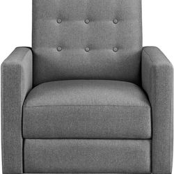 Mid-Century Modern Fabric Recliner Adjustable Single Fabric Sofa with Thicker Seat Cushion Tufted Upholstered Sofa with Pocket Spring for Living Room 