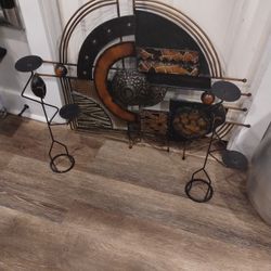 Metal Wall Decor With Candle Holders 