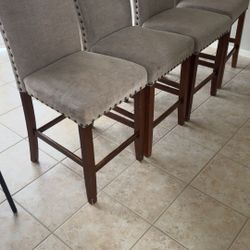 Set of 4 Upholstered Bar Stools - Good Condition