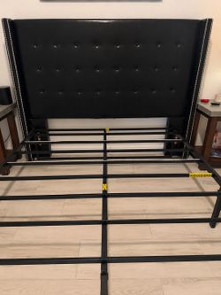 Queen Metal Bed Frame Platform Base + Headboard – Great Condition