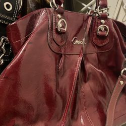 Burgundy Coach Purse With Matching Wristlet 