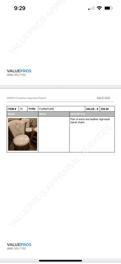 Pair Of Wood And White Leather High-back Barrel Chairs