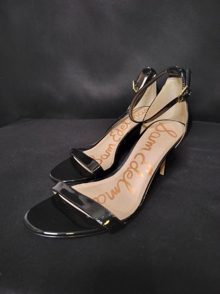 Black Open Toed Ankle Strap Heels By Tom Edelman (Size 7.5)