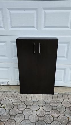   Wood Dark Brown  Cabinet with Door   H 42 X  W 27 X  D 11