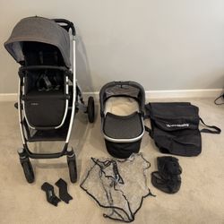 UPPAbaby VISTA Stroller, Jordan (Charcoal Melange/Silver/Black Leather)