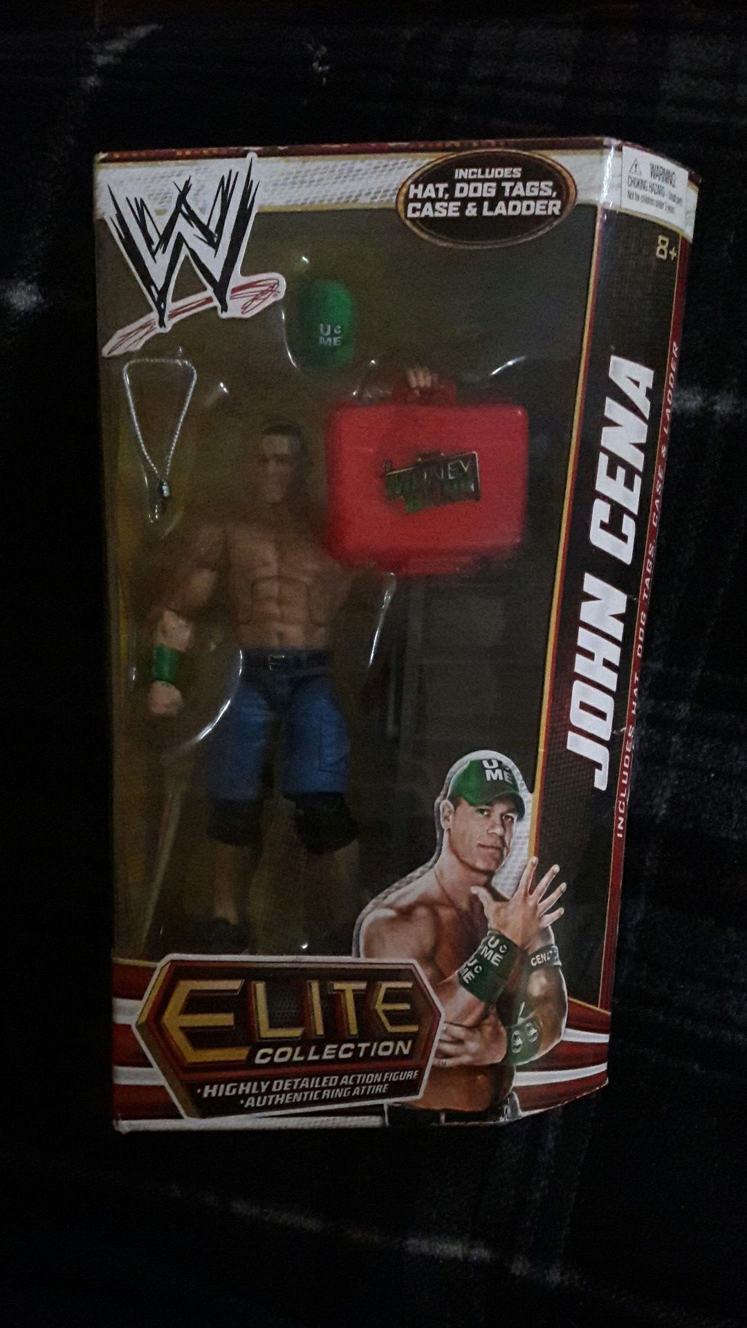 WWE John Cena the action figure, ladder, dented briefcase, hat, and tags!!