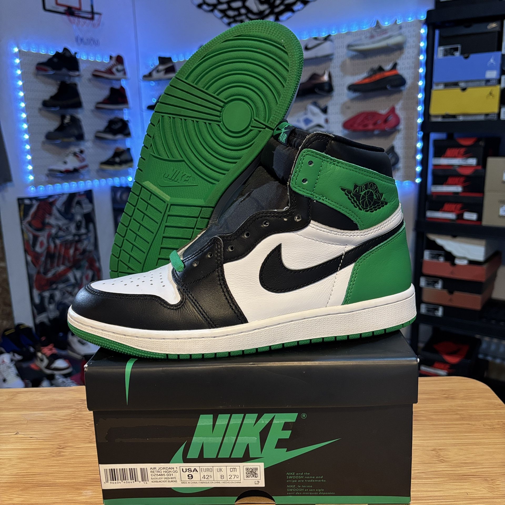 AIR JORDAN 1 RETRO “LUCKY GREEN” SZ 9