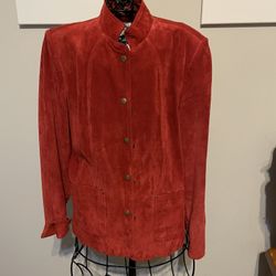 Ladies Rust Red Suede Blazer Jacket David Brooks Size M Medium With Pockets 
