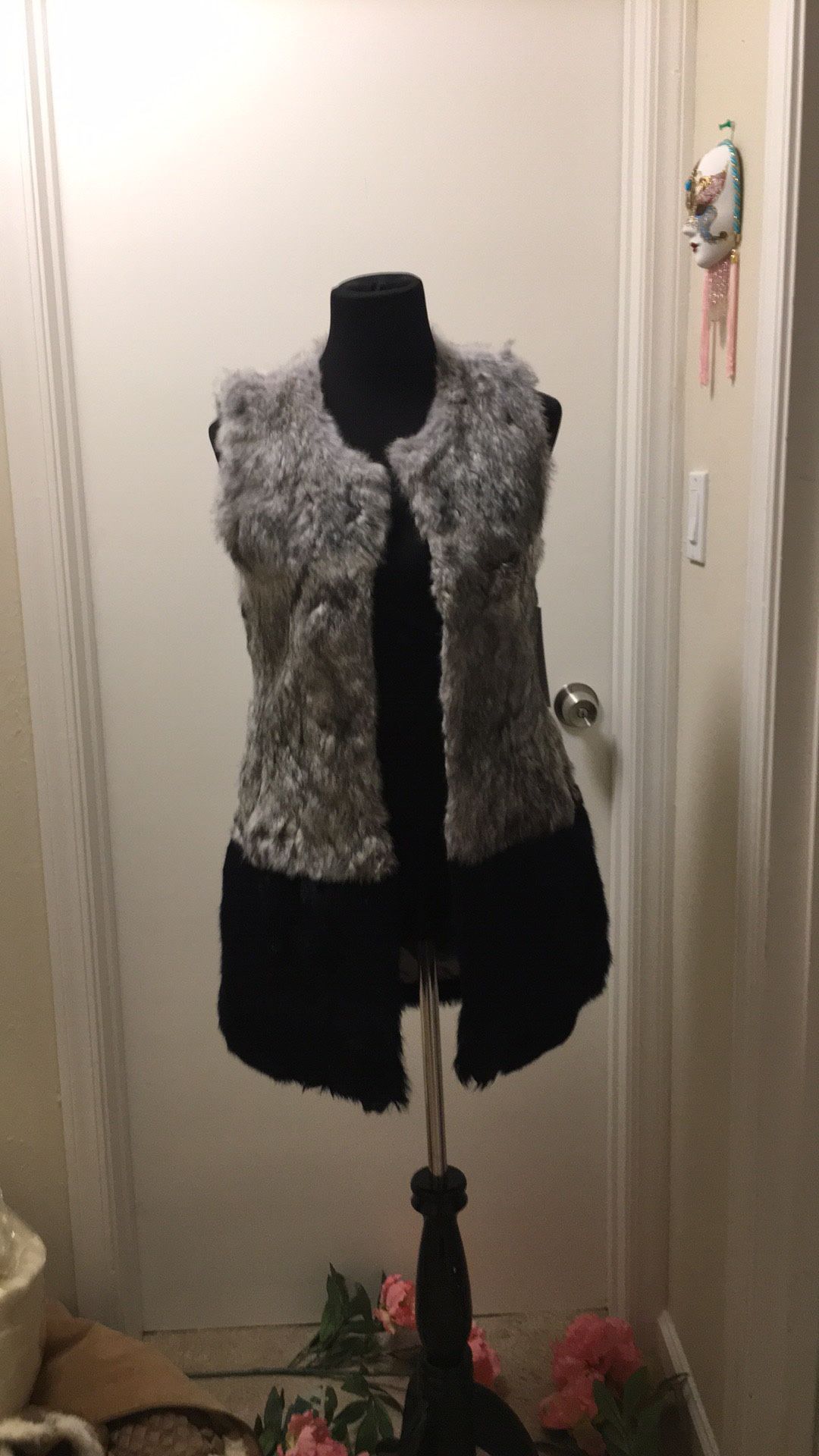 Love token NWT rabbit fur vest size small