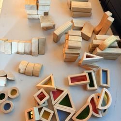 (76) Wooden Building Blocks & (26) Alphabet Wooden Blocks . Price is For All!  