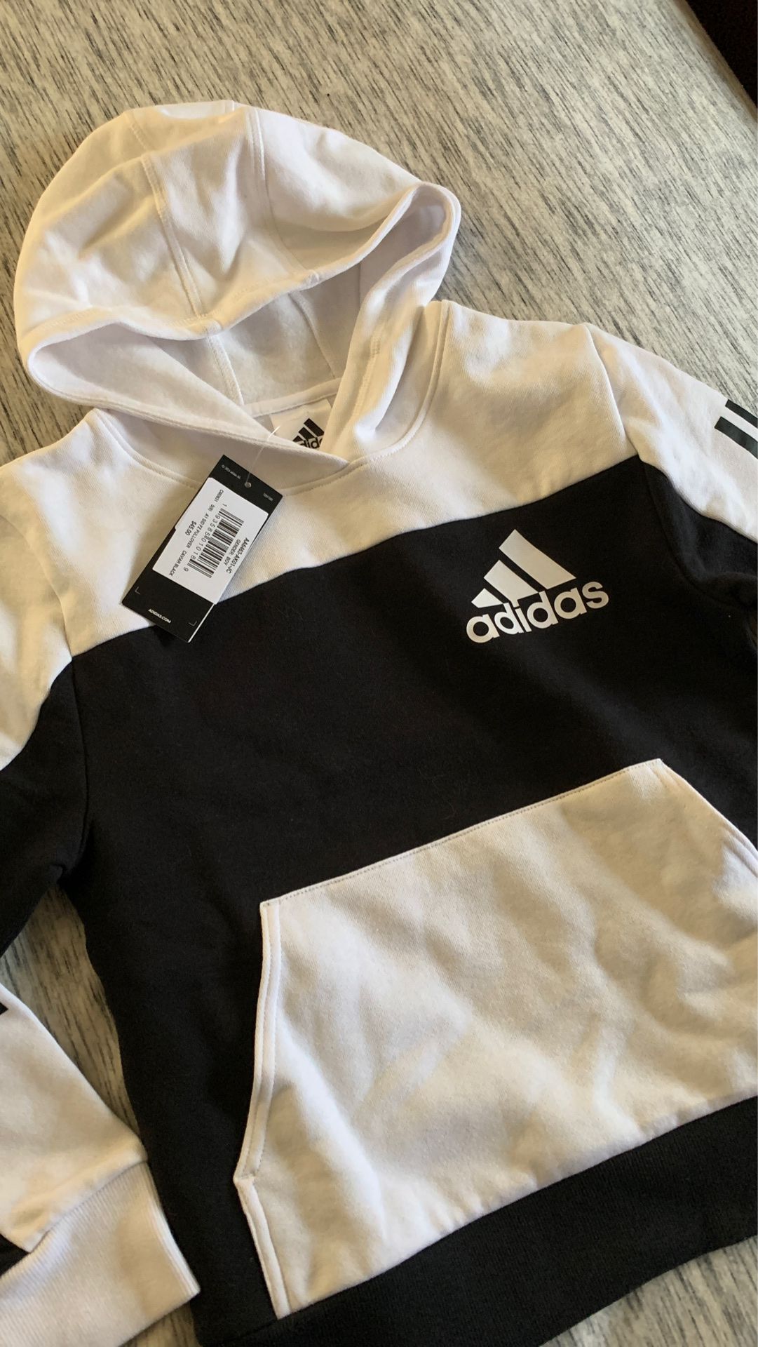 Adidas Black and White Sweatshirt Hoodie Size 8 Boys