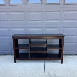 Open media console with shelving 54” x 14” x 32”