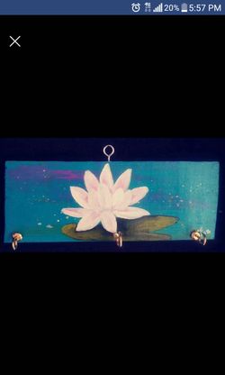 Lotus flower Handpainted key holder