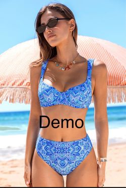 CUPSHE Swirl Paisley Bikini Set (Top: Large; Bottom: Medium)