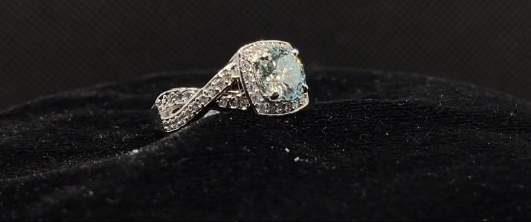 3.10 Carat Blue White Round Diamond Engagement Ring