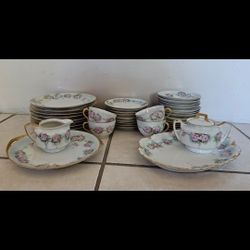Set Of 40 Vintage Bavaria Serving Dish Porcelain Hand-painted Hutschenreuther  Selb LHS